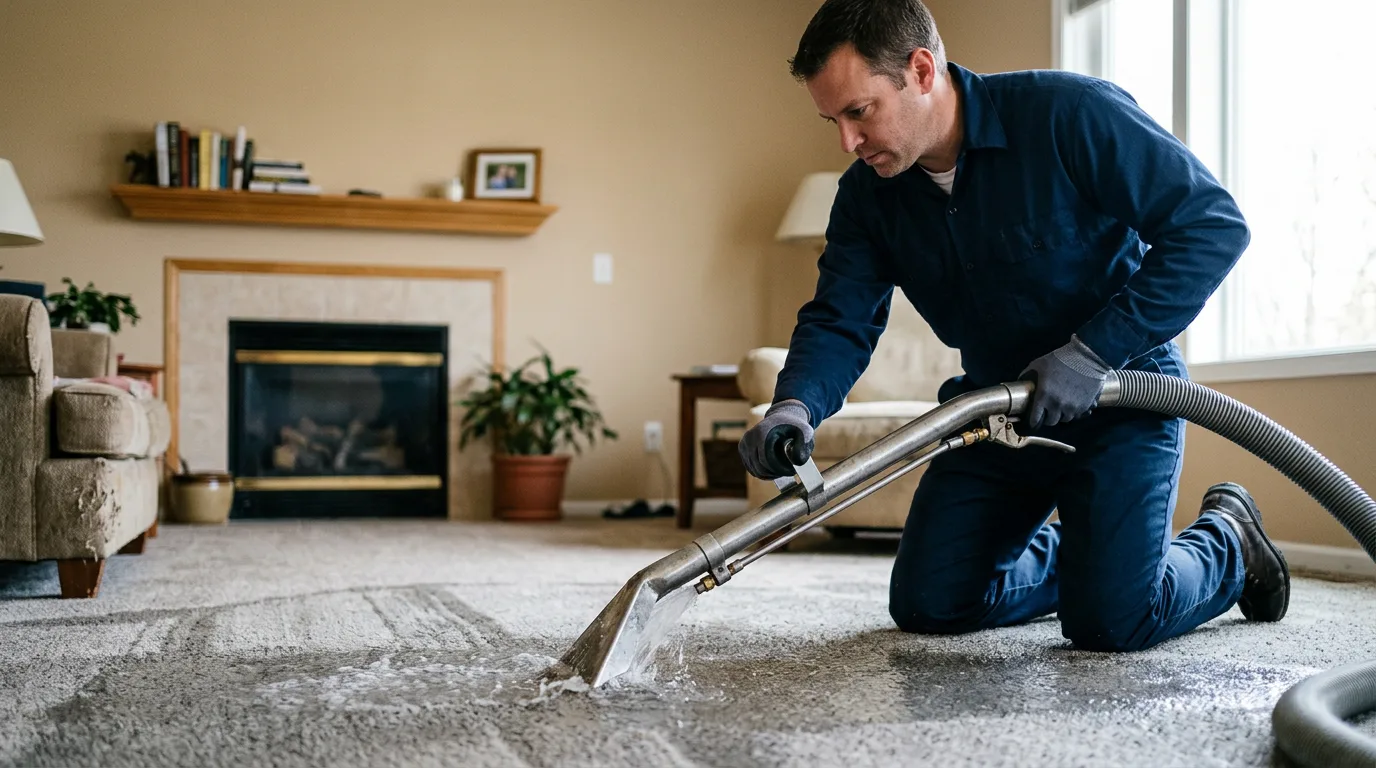 Water damage restoration technician working near Newton, WV